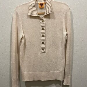 Tory Burch Cream Ribbed Sweater